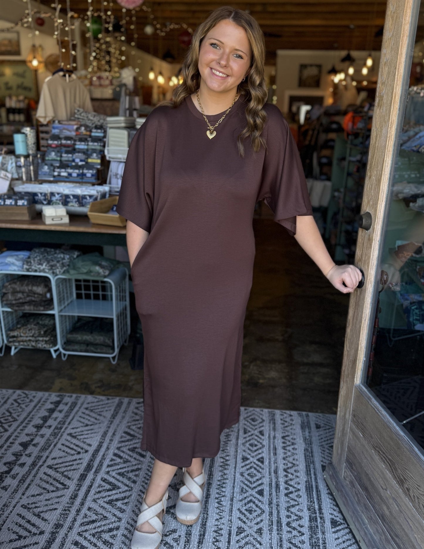 Brown Relaxed Fit Dress - Mercantile213