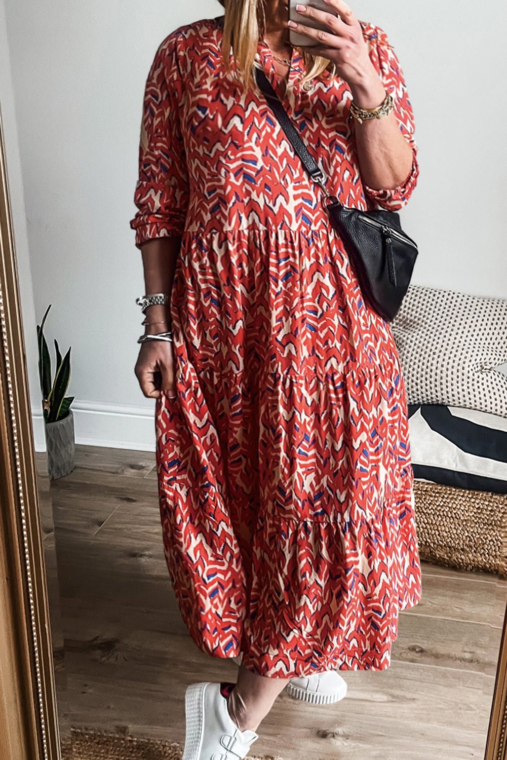 Burnt Orange Print Maxi Dress - Mercantile213