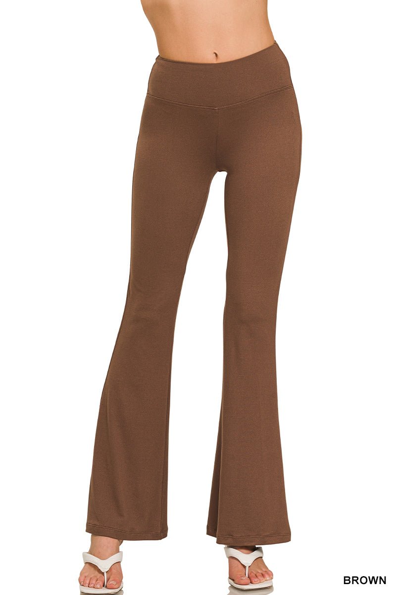Buttery Soft Flare Yoga Pants - Brown - Mercantile213
