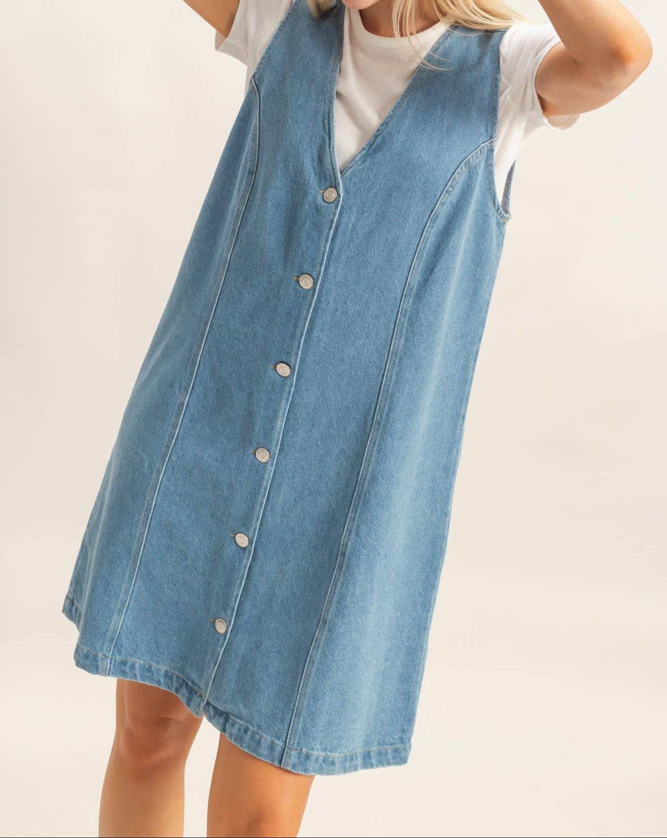 Button - Front Denim Dress - Mercantile213
