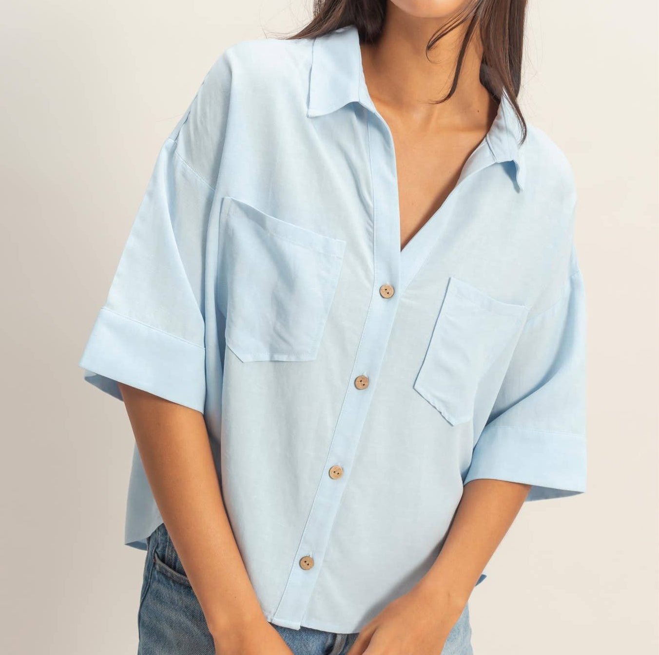 Button - Up Collared SS Shirt - Ice - Mercantile213