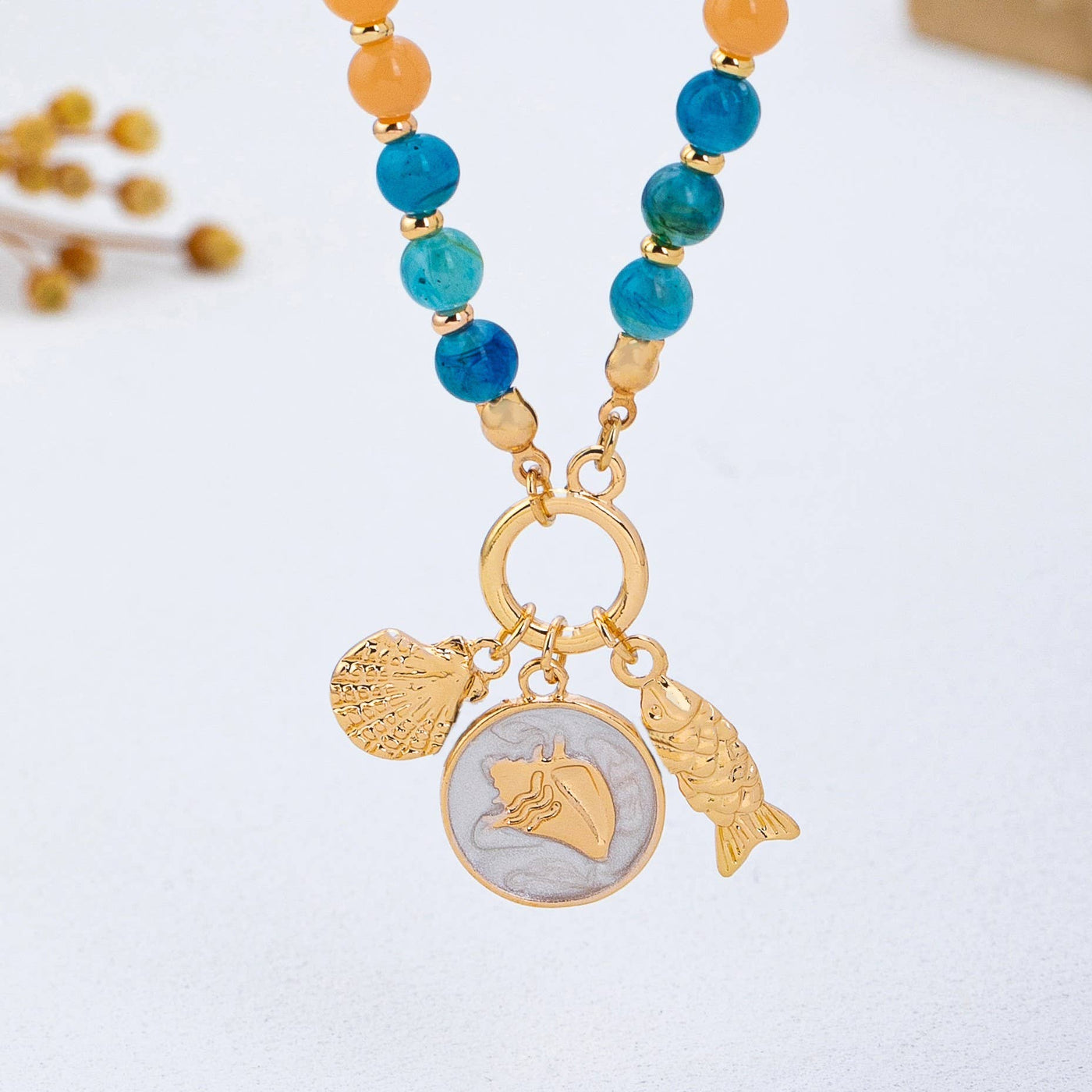 Colorful Beaded Charm Necklace
