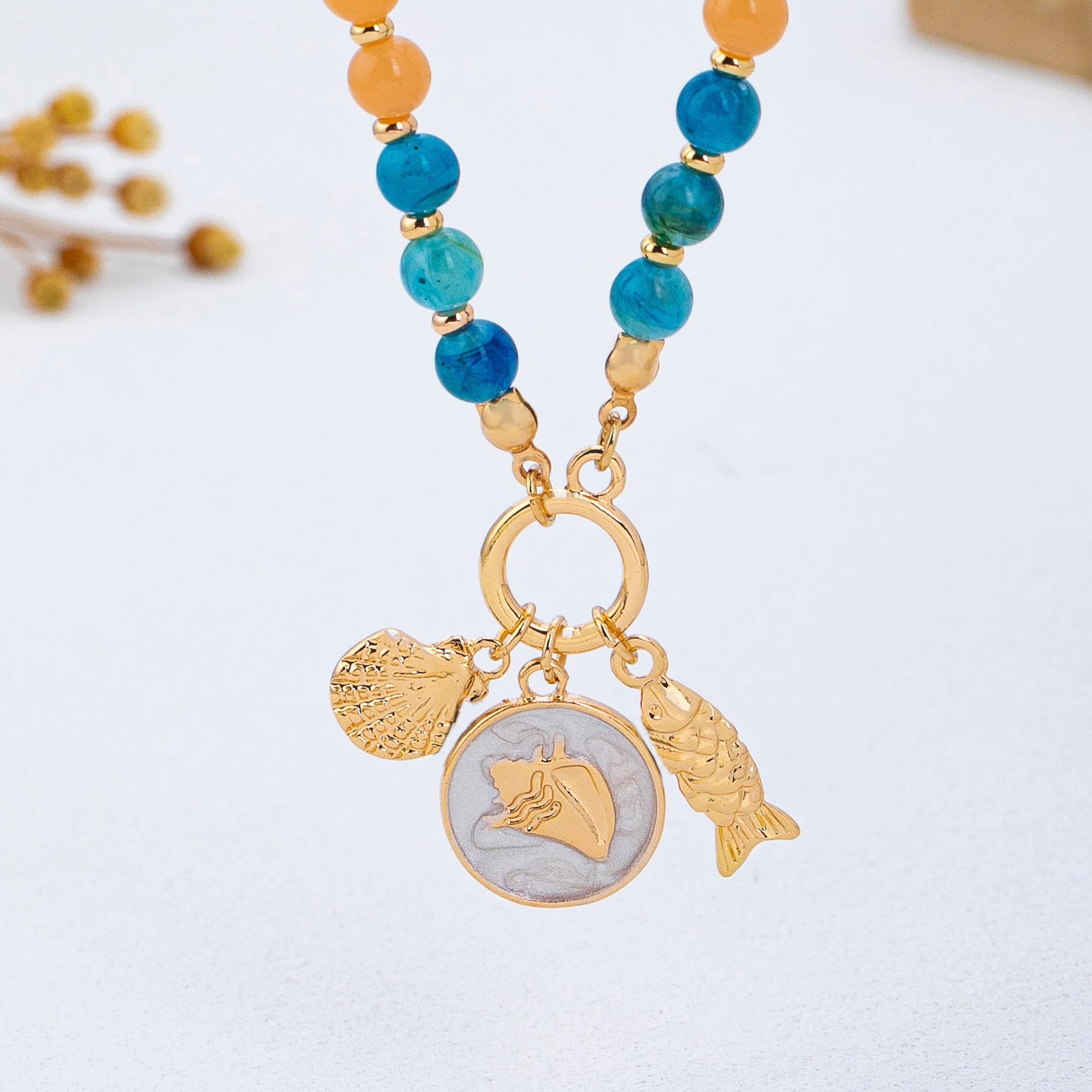 Colorful Beaded Charm Necklace