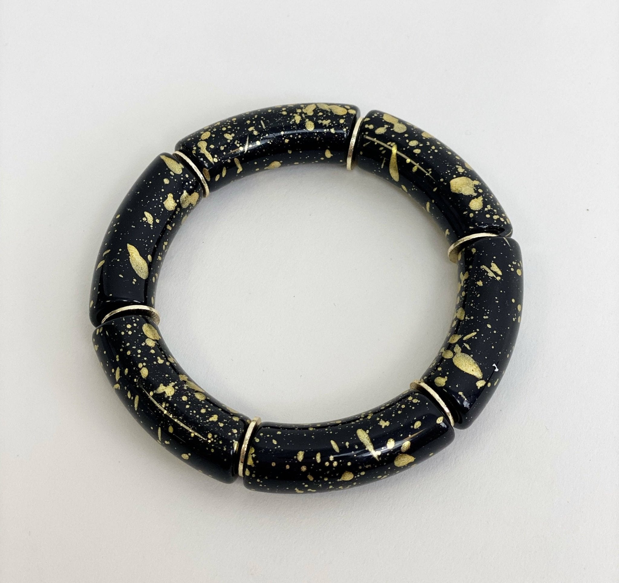 Candy Bracelets: Black with Gold Splatter - Mercantile213