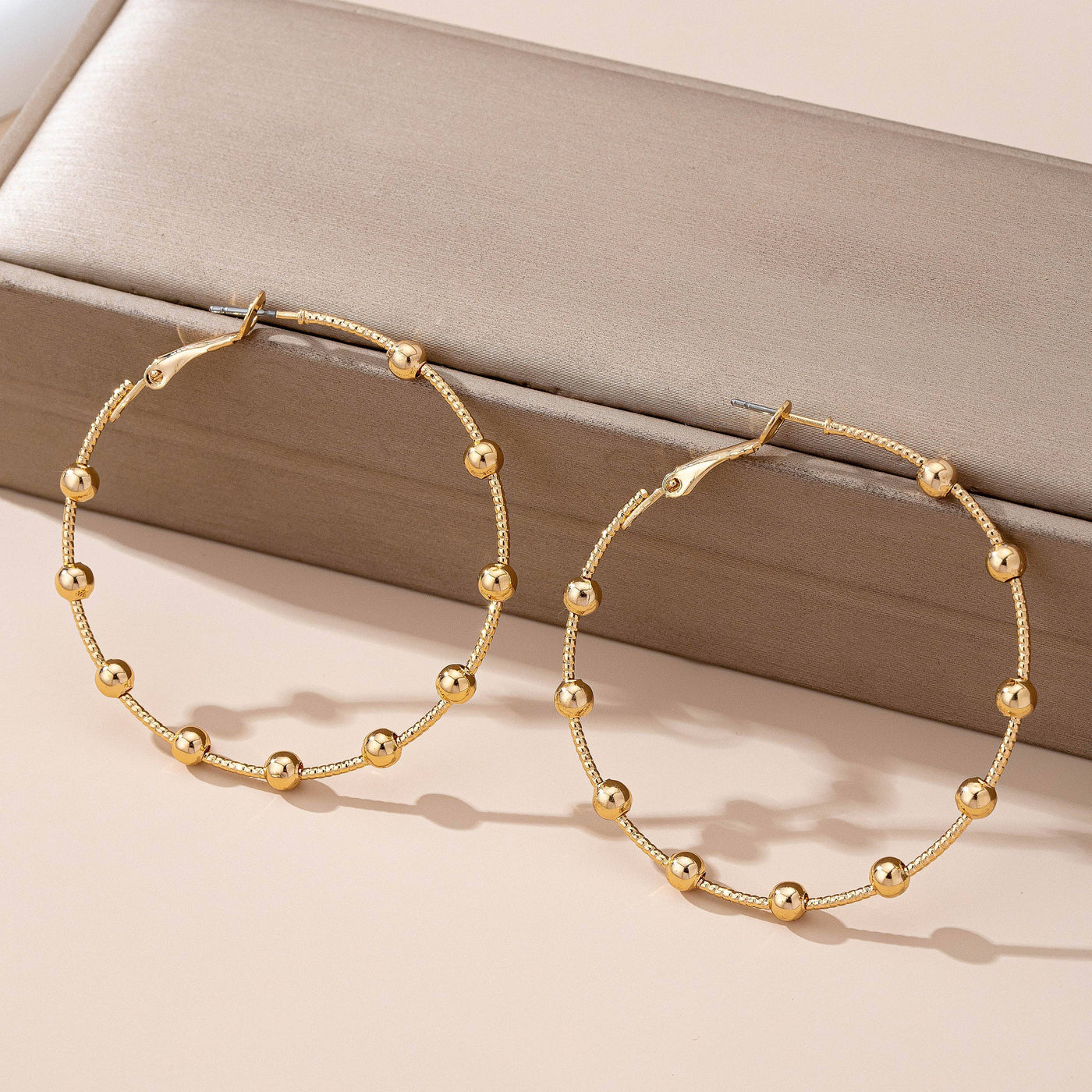 Gold Beaded Hoops