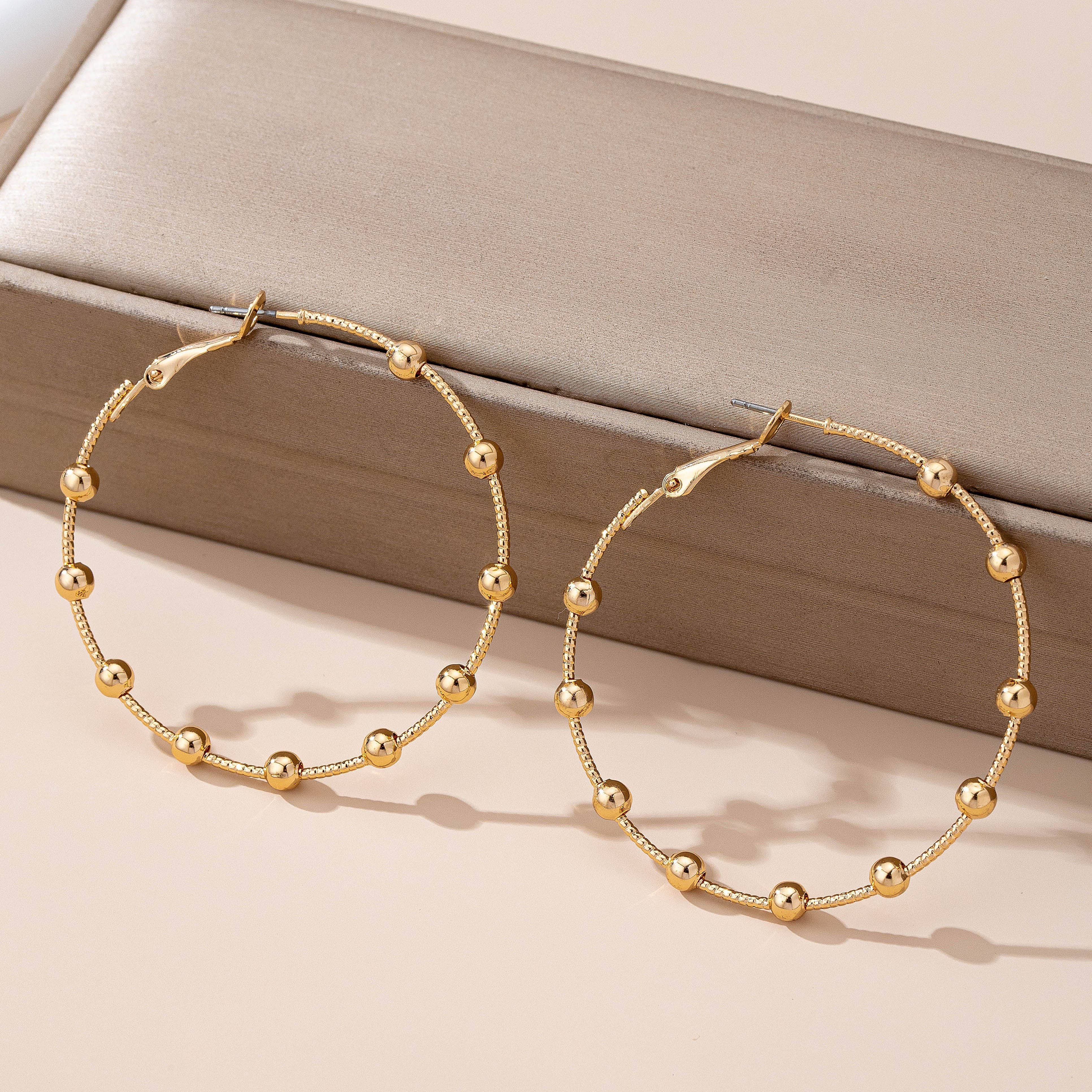 Gold Beaded Hoops