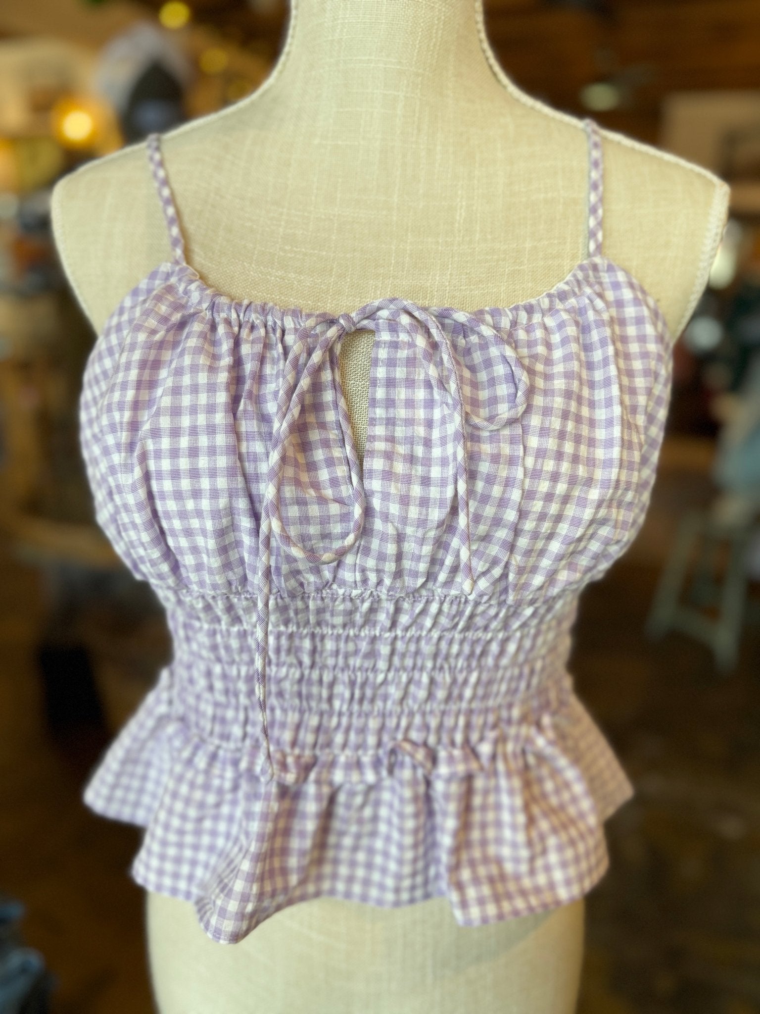Checkered Cami - Lilac - Mercantile213