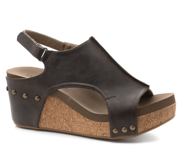 Choc Smooth Corkys Carley Wedges - Mercantile213