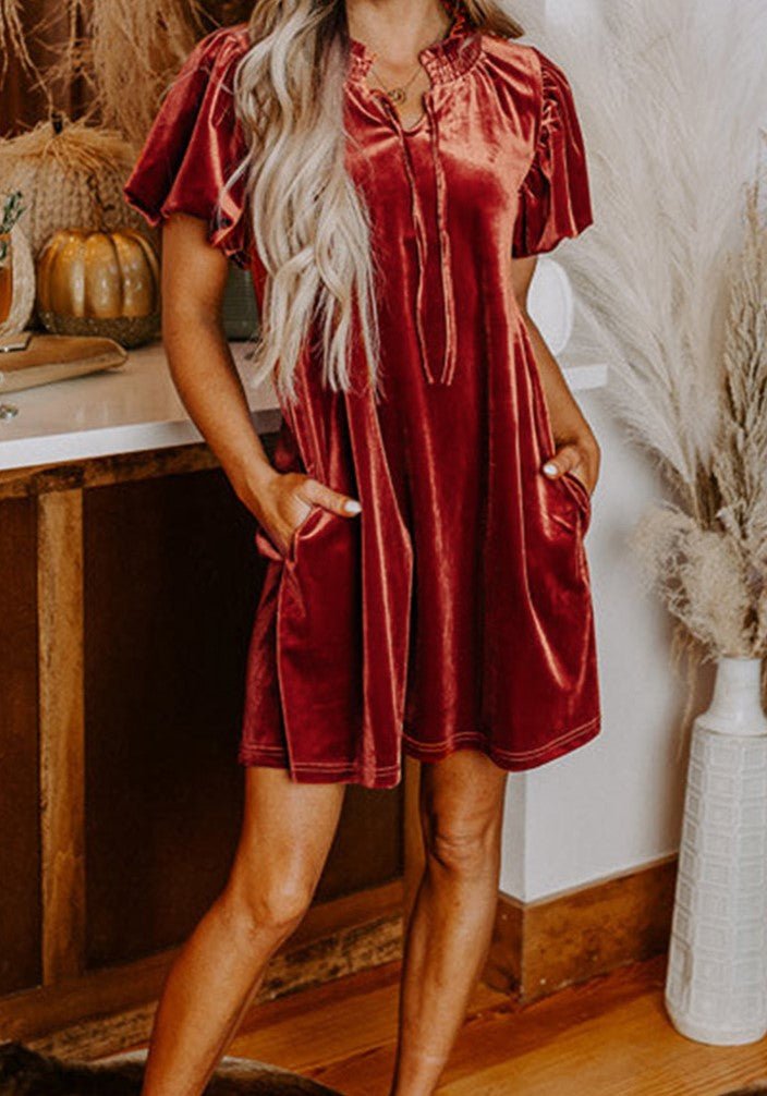 Cinnamon Velvet Dress - Mercantile213