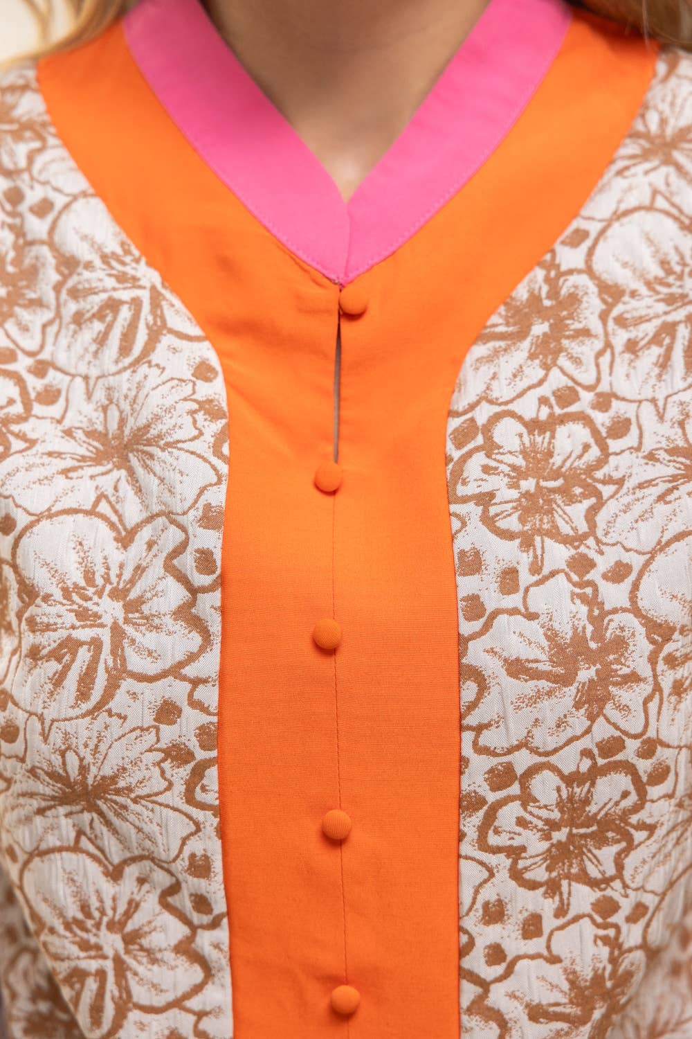 Color Block Floral Jacquard Top - Mercantile213