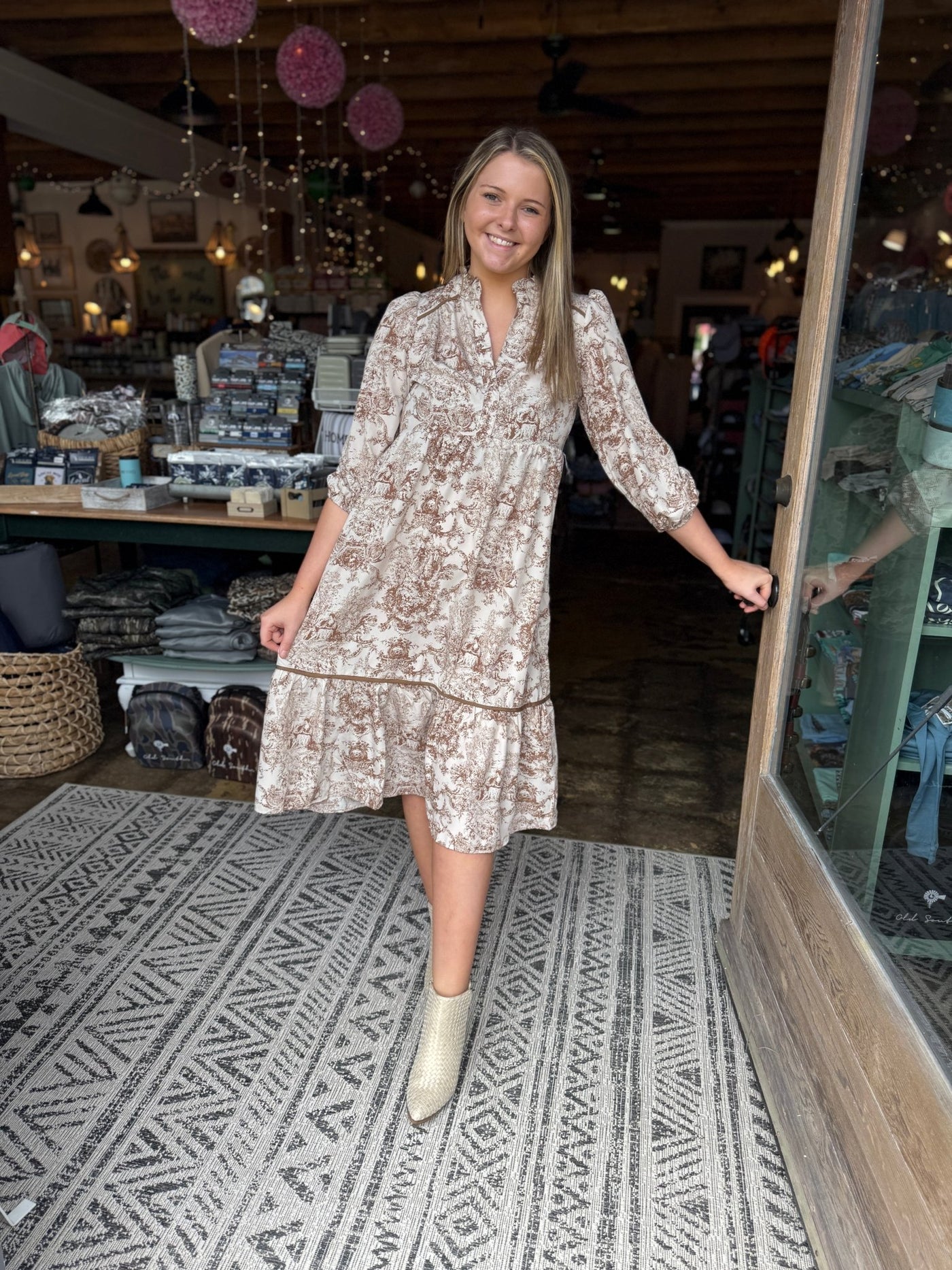 Copper and Cream Vintage Print Maxi - Mercantile213