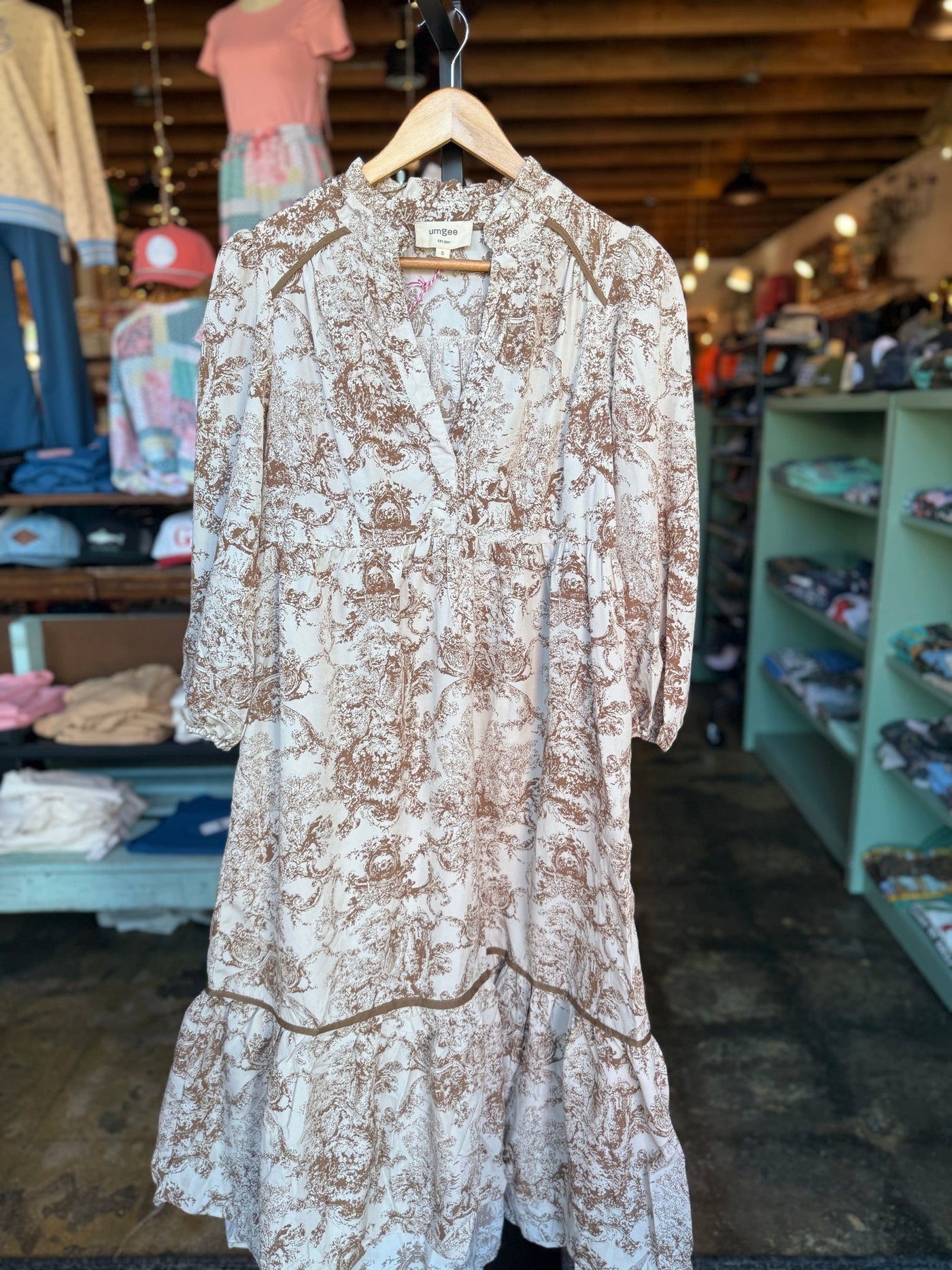 Copper and Cream Vintage Print Maxi - Mercantile213