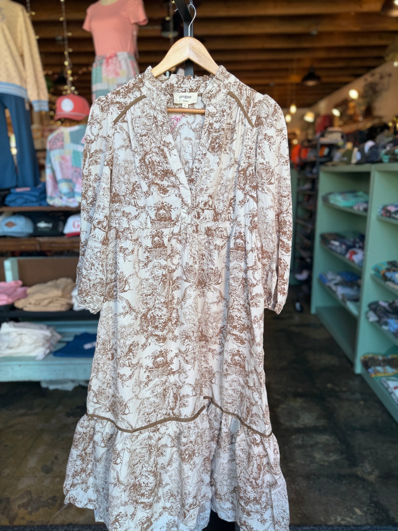 Copper and Cream Vintage Print Maxi - Mercantile213