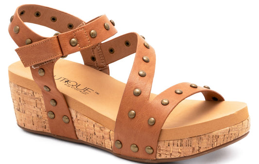 Corkys Revolve Wedge Sandals- Cognac - Mercantile213