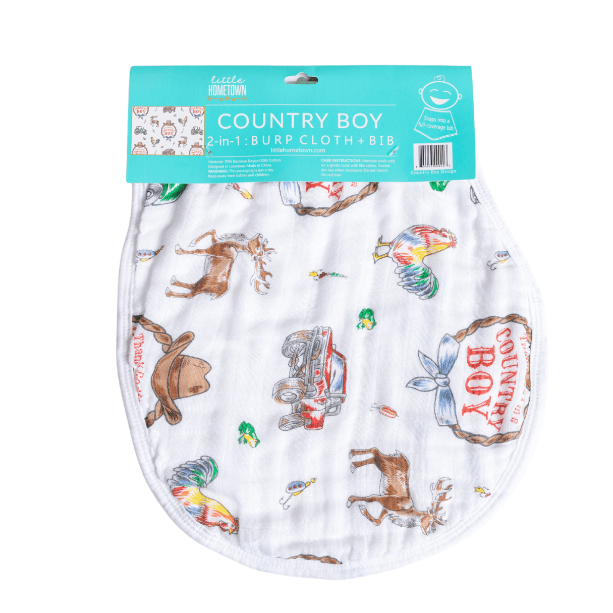 Country Boy 2 in 1 Burp Cloth and Bib Combo - Mercantile213