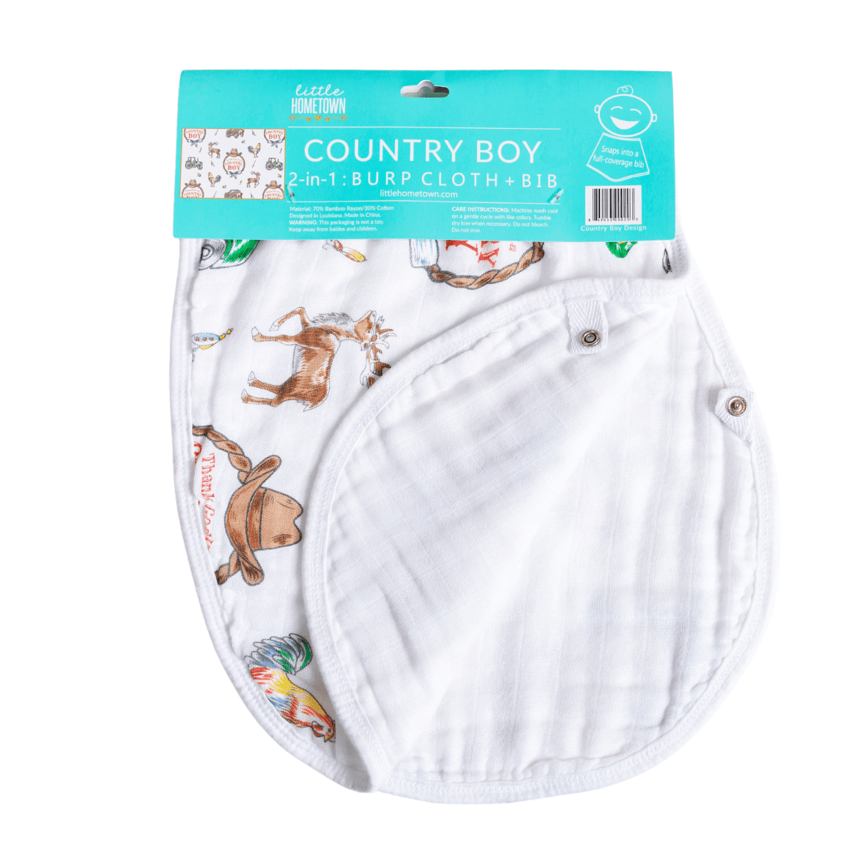 Country Boy 2 in 1 Burp Cloth and Bib Combo - Mercantile213