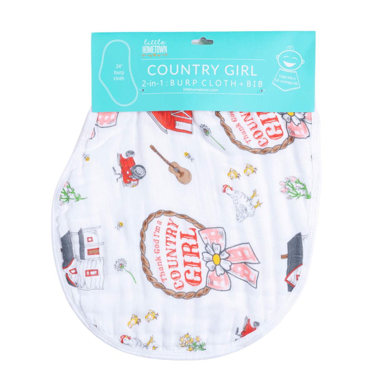 Country Girl 2 in 1 Burp Cloth and Bib Combo - Mercantile213