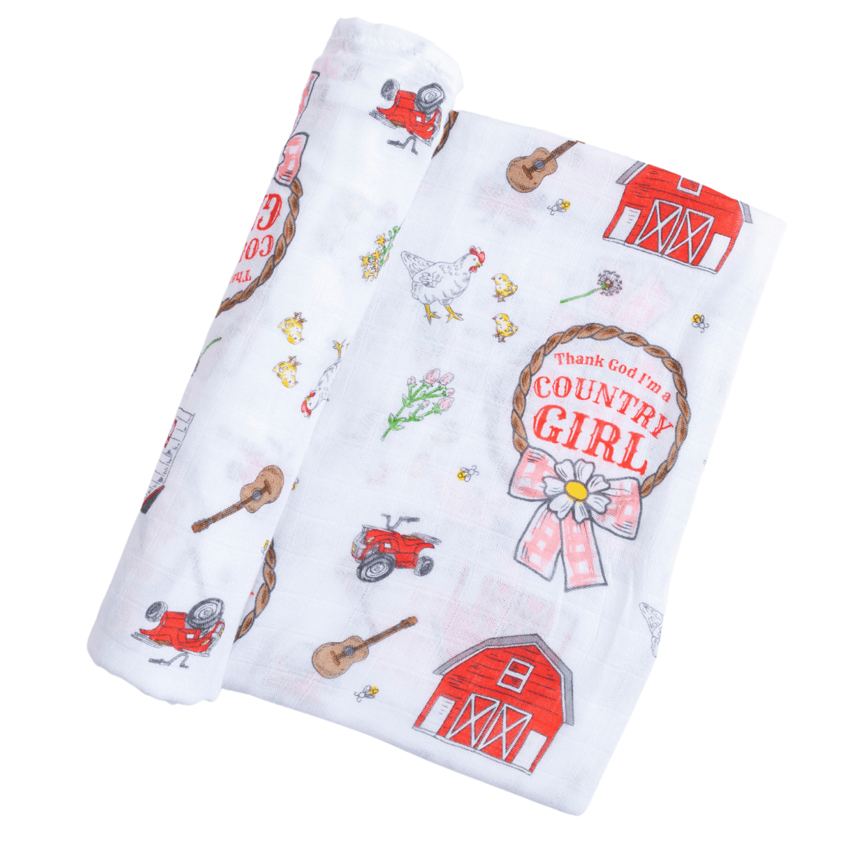 Country Girl Muslin Swaddle Receiving Blanket - Mercantile213