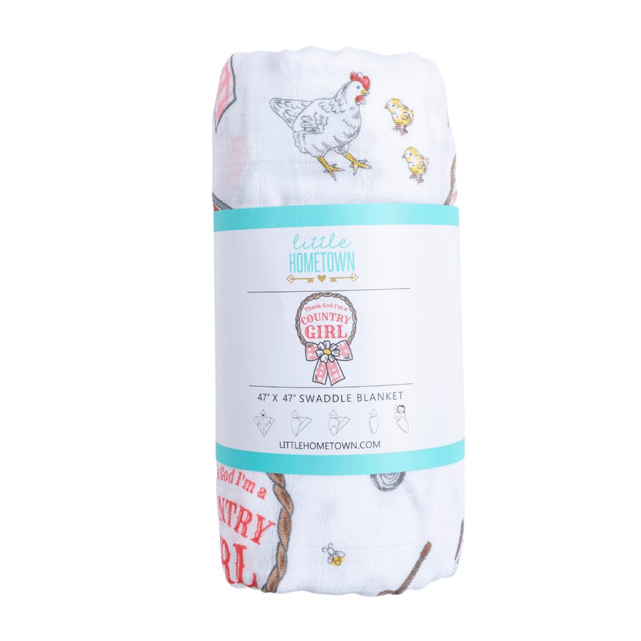 Country Girl Muslin Swaddle Receiving Blanket - Mercantile213