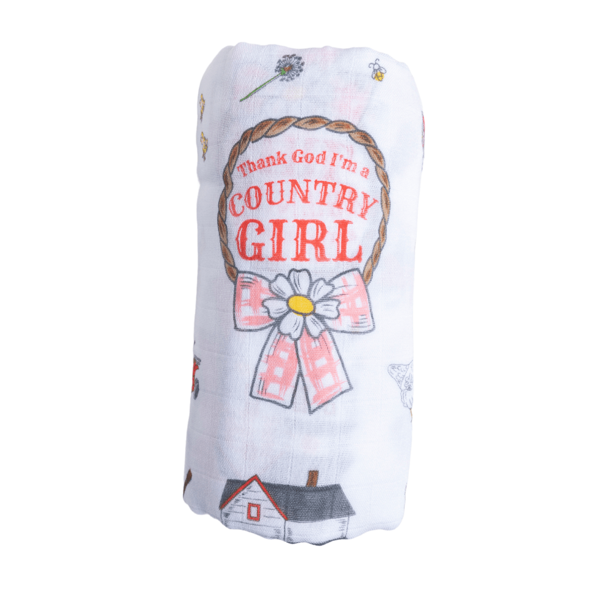 Country Girl Muslin Swaddle Receiving Blanket - Mercantile213