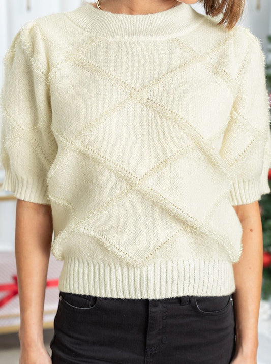 Cream Diamond SS Sweater - Mercantile213