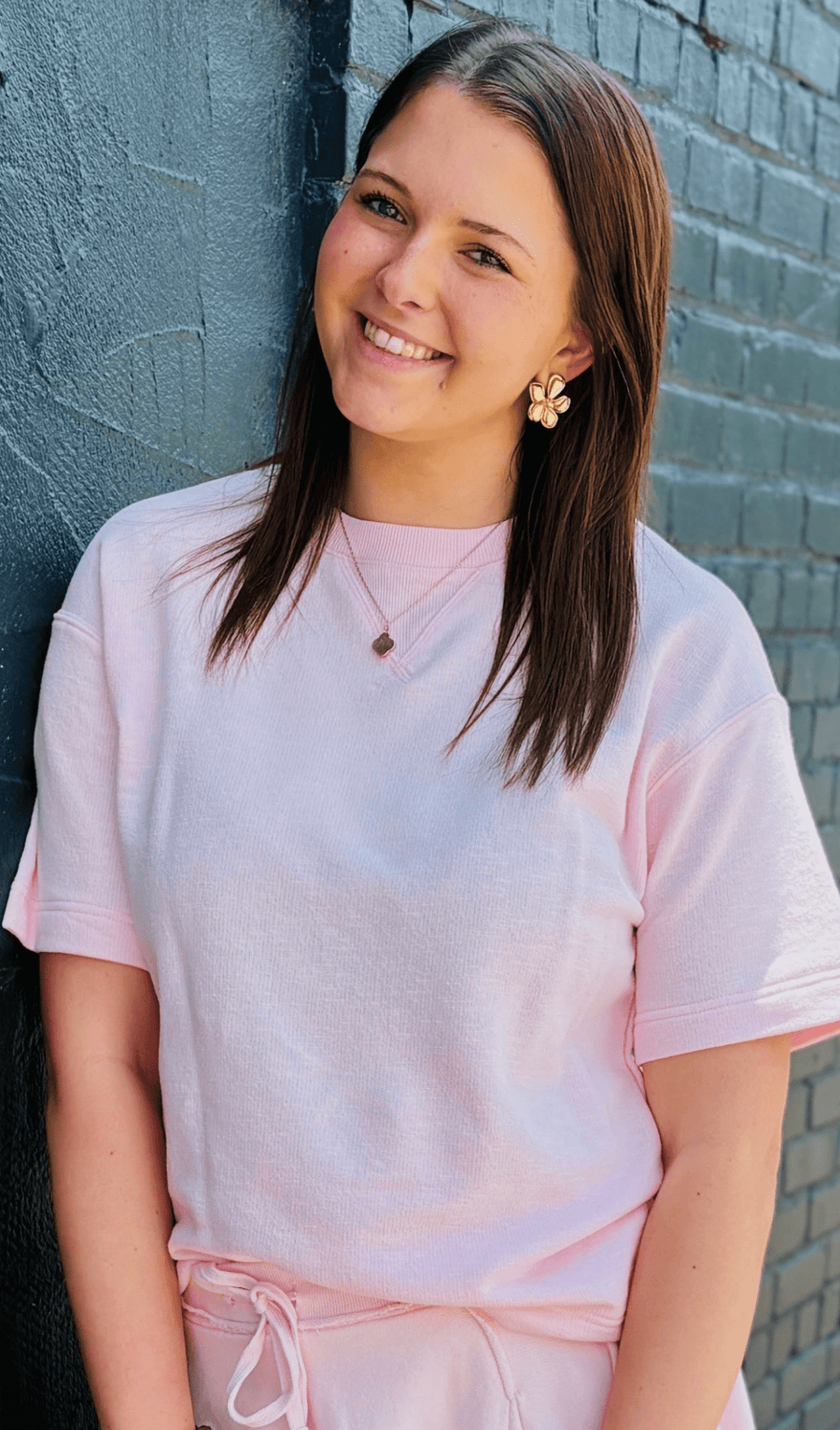 Crew Neck SS Top - Lt. Pink - Mercantile213