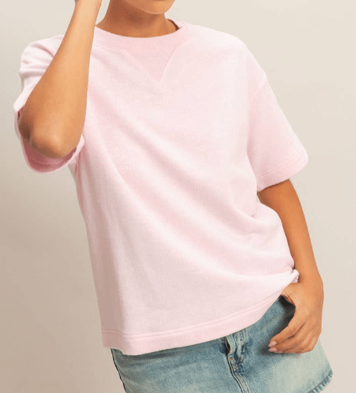 Crew Neck SS Top - Lt. Pink - Mercantile213