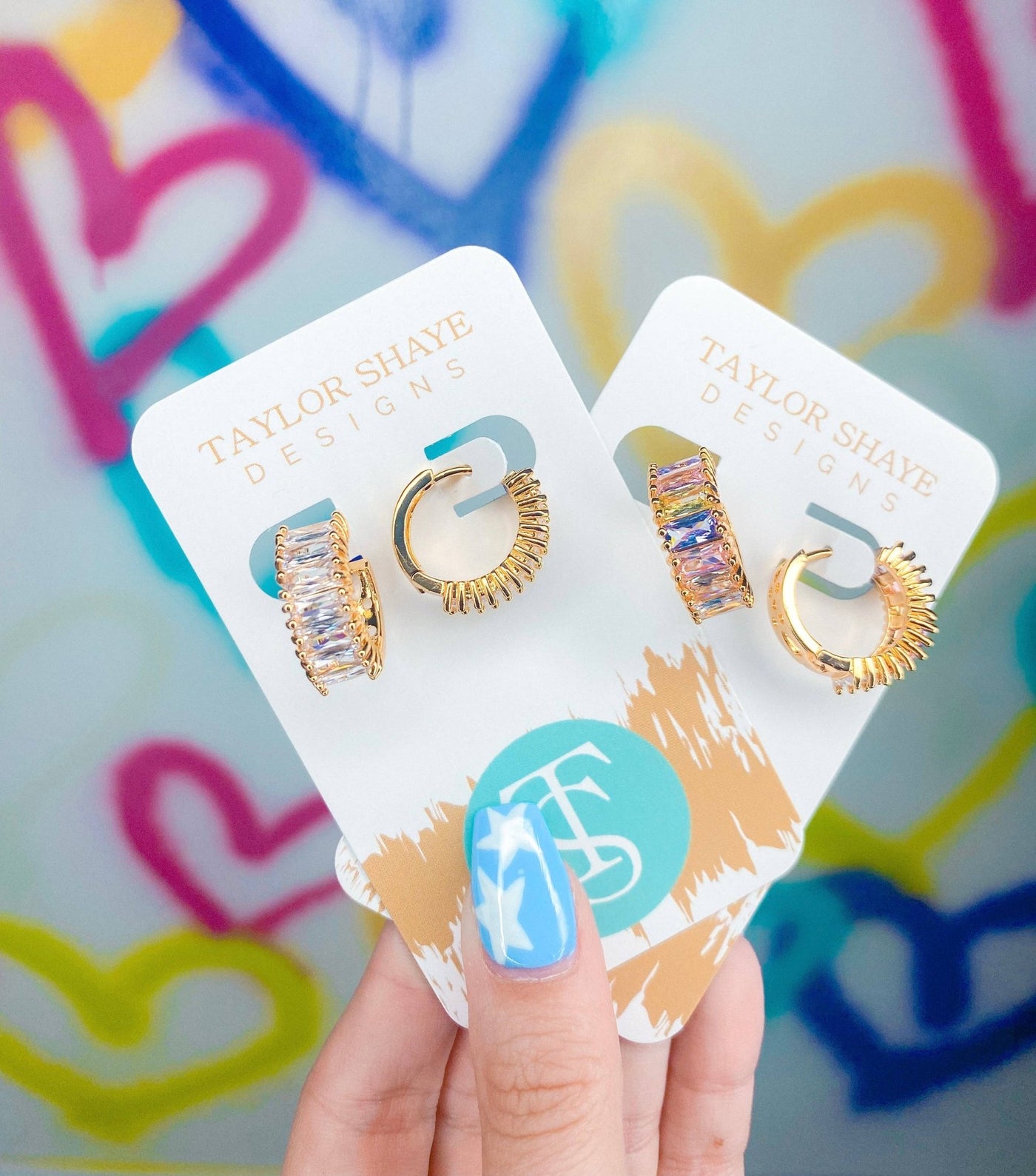 Crystal Baguette Huggies: Clear - Mercantile213