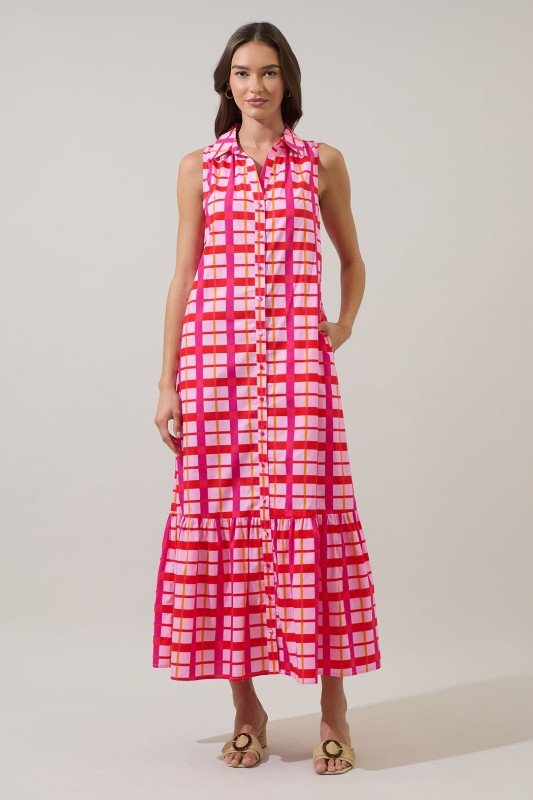 Darvy Checkered Maxi Dress - Mercantile213