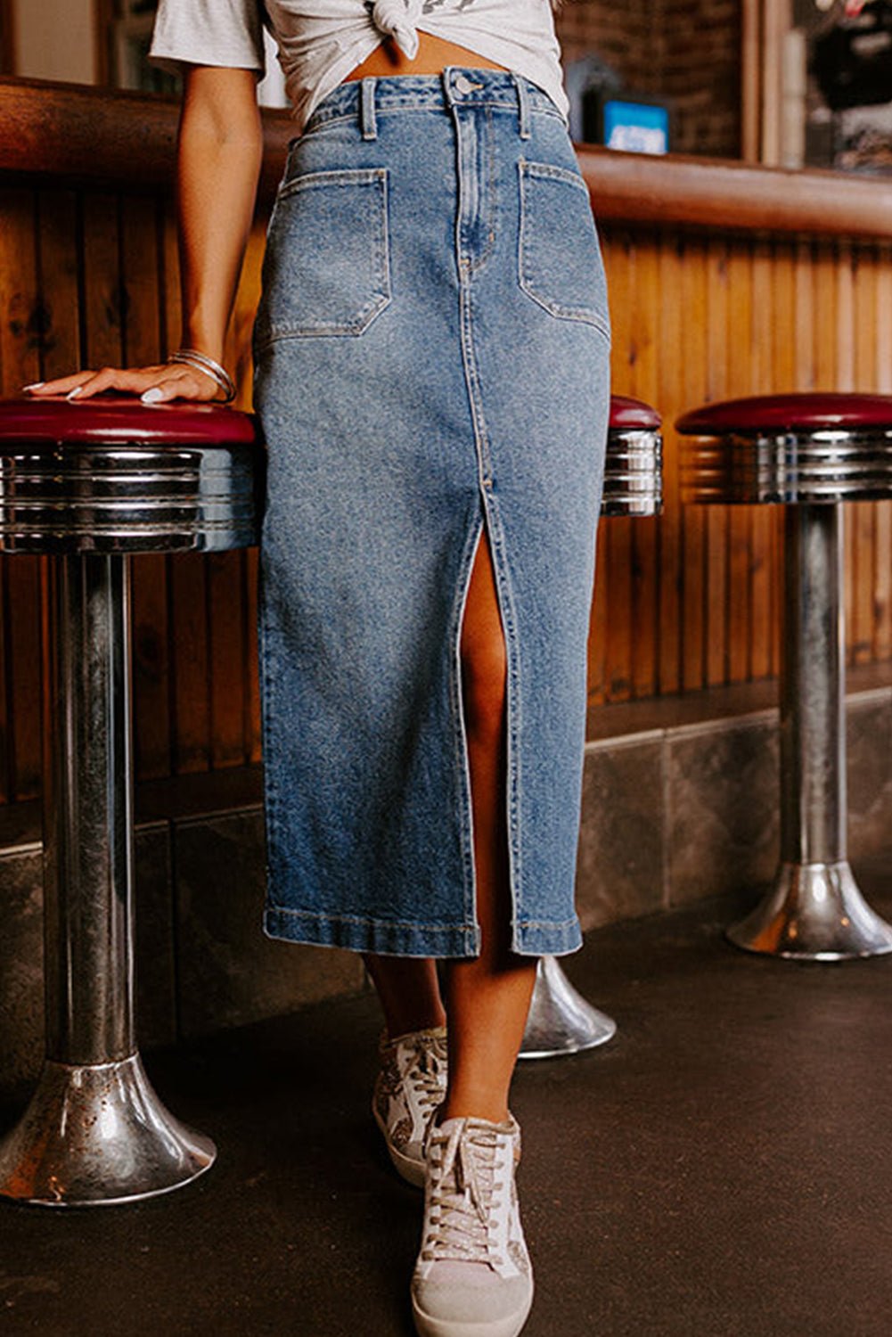 Denim Midi Skirt - Mercantile213