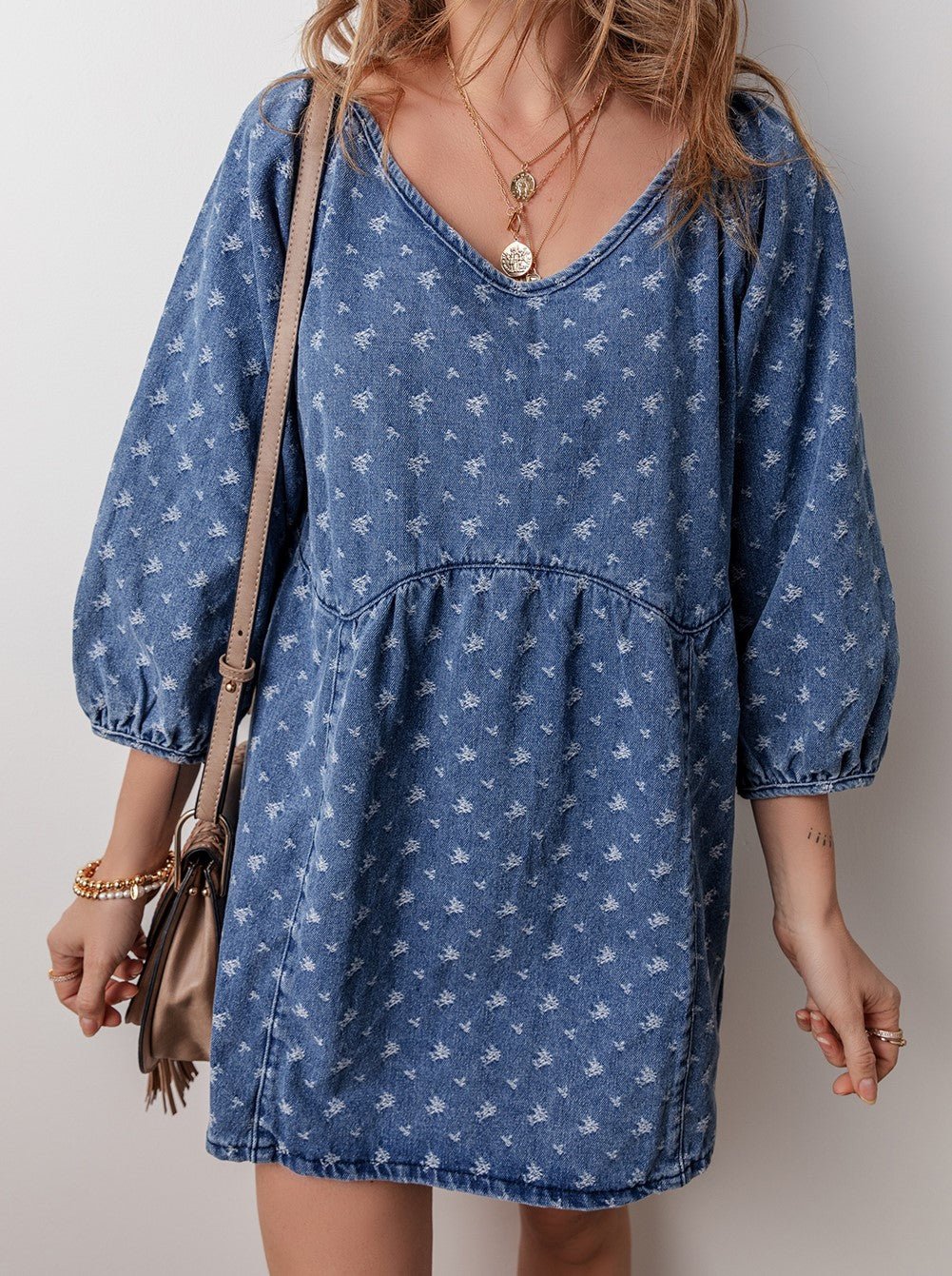 Denim Textured Denim Dress - Mercantile213