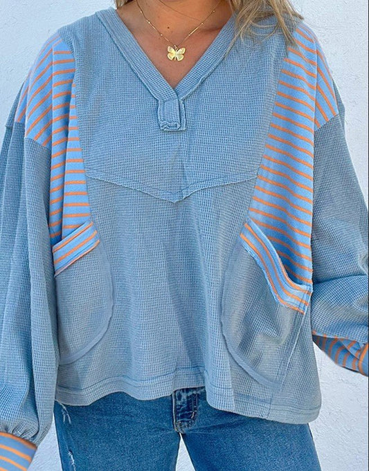 Dusk Boho Waffle Knit Pullover - Mercantile213