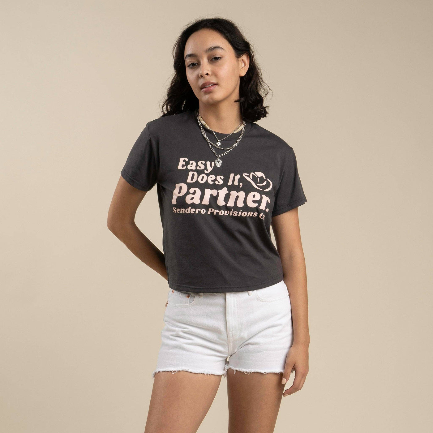Easy Does It Crop Tee: Vintage Black - Mercantile213