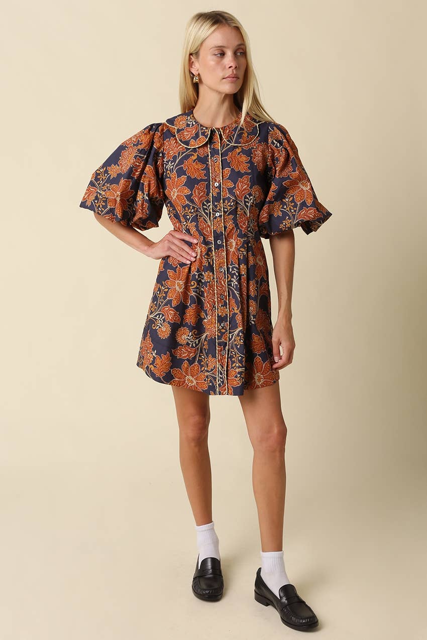 Floral Puff Sleeve Mini Dress