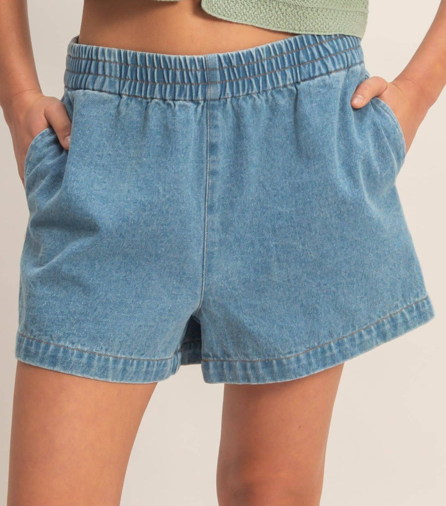 Elastic Waist Denim Shorts - Medium - Mercantile213