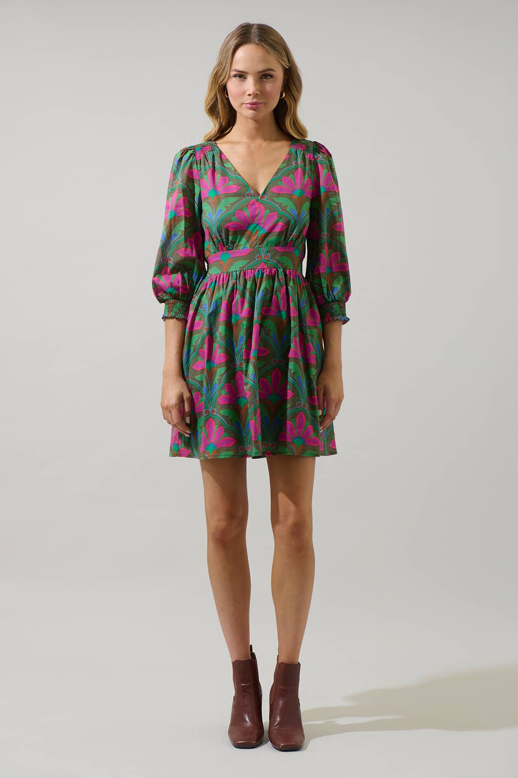 Evanna Smocked Mini Dress - Mercantile213