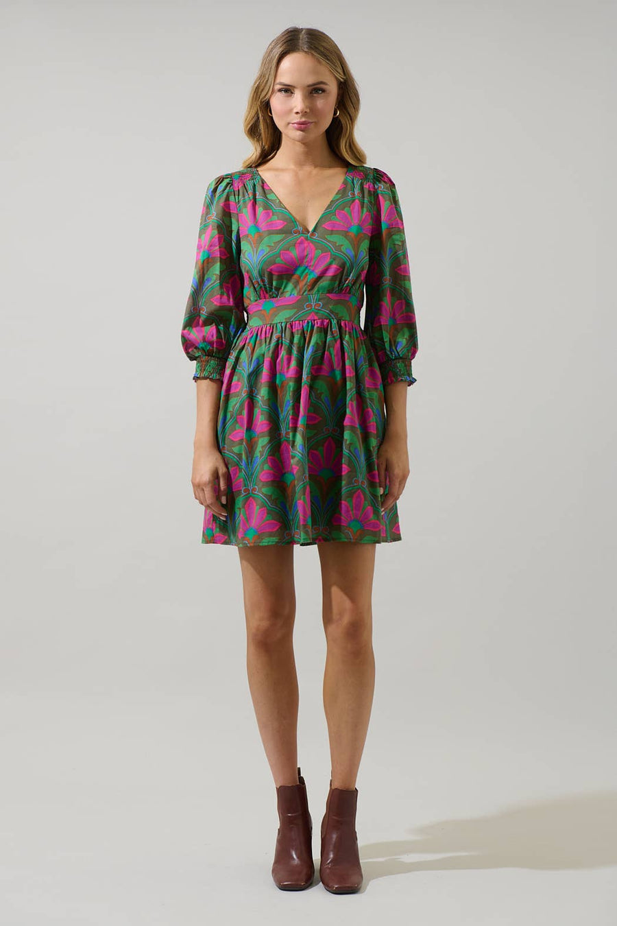 Evanna Smocked Mini Dress - Mercantile213