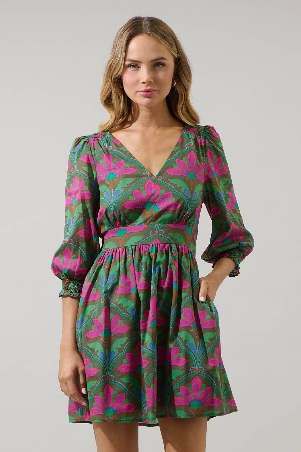 Evanna Smocked Mini Dress - Mercantile213