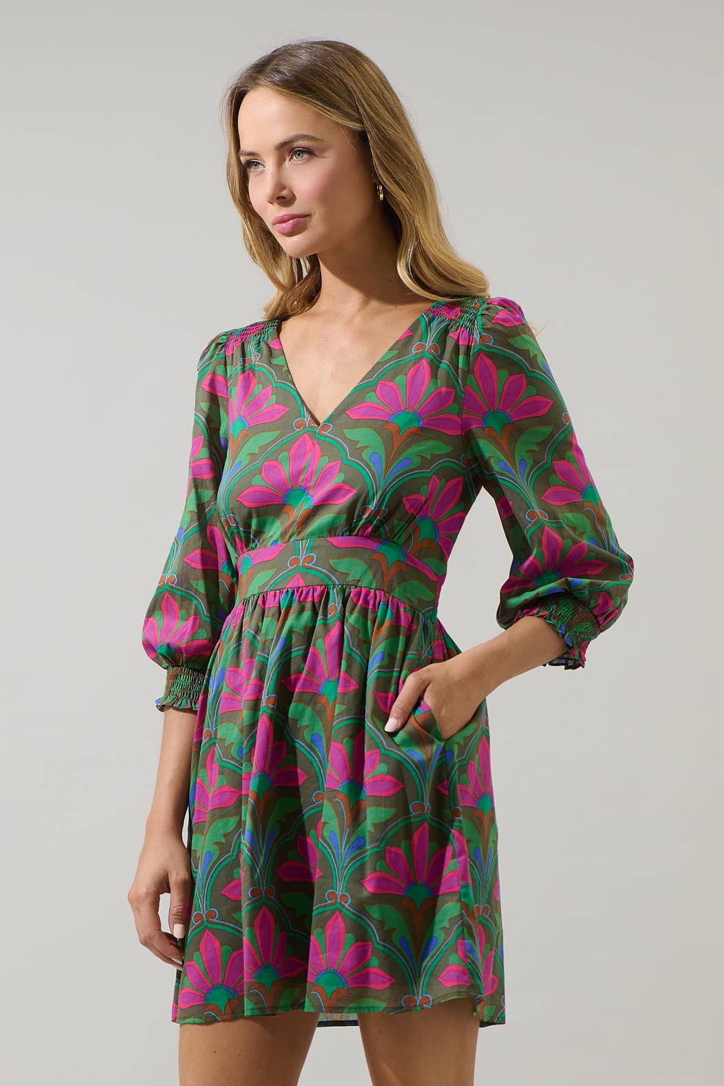 Evanna Smocked Mini Dress - Mercantile213