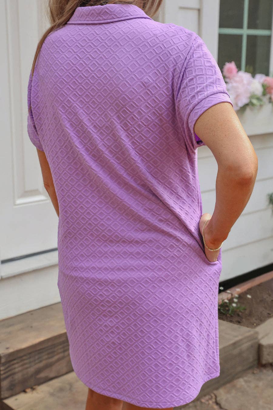 Ezra Textured Zipper Dress - Lavender - Mercantile213