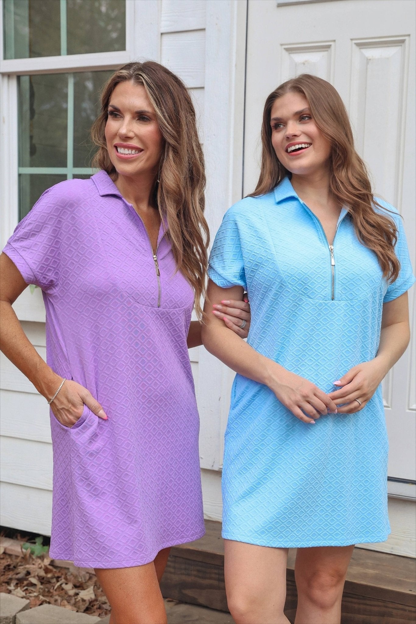 Ezra Textured Zipper Dress - Lavender - Mercantile213