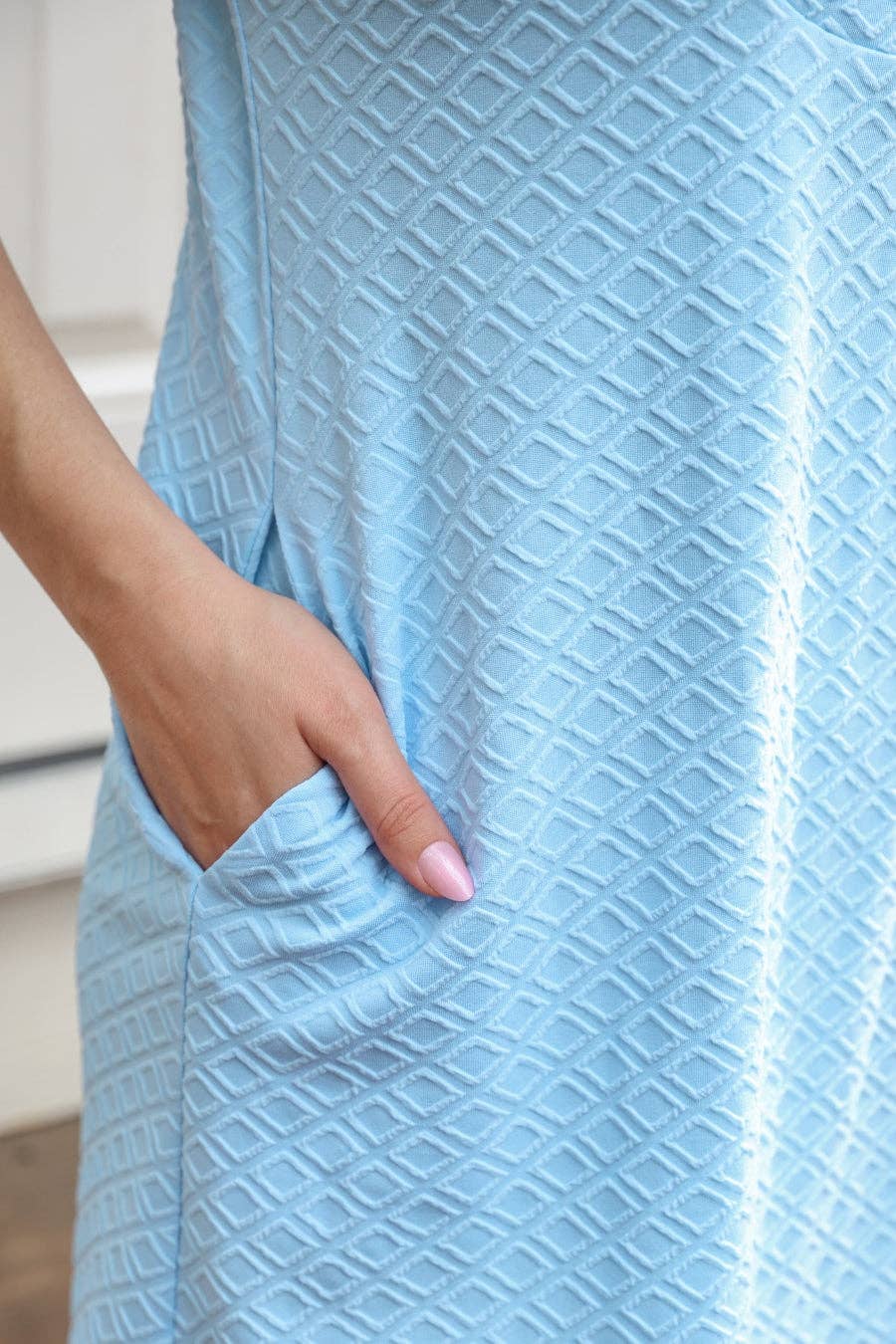 Ezra Textured Zipper Dress - Light Blue - Mercantile213
