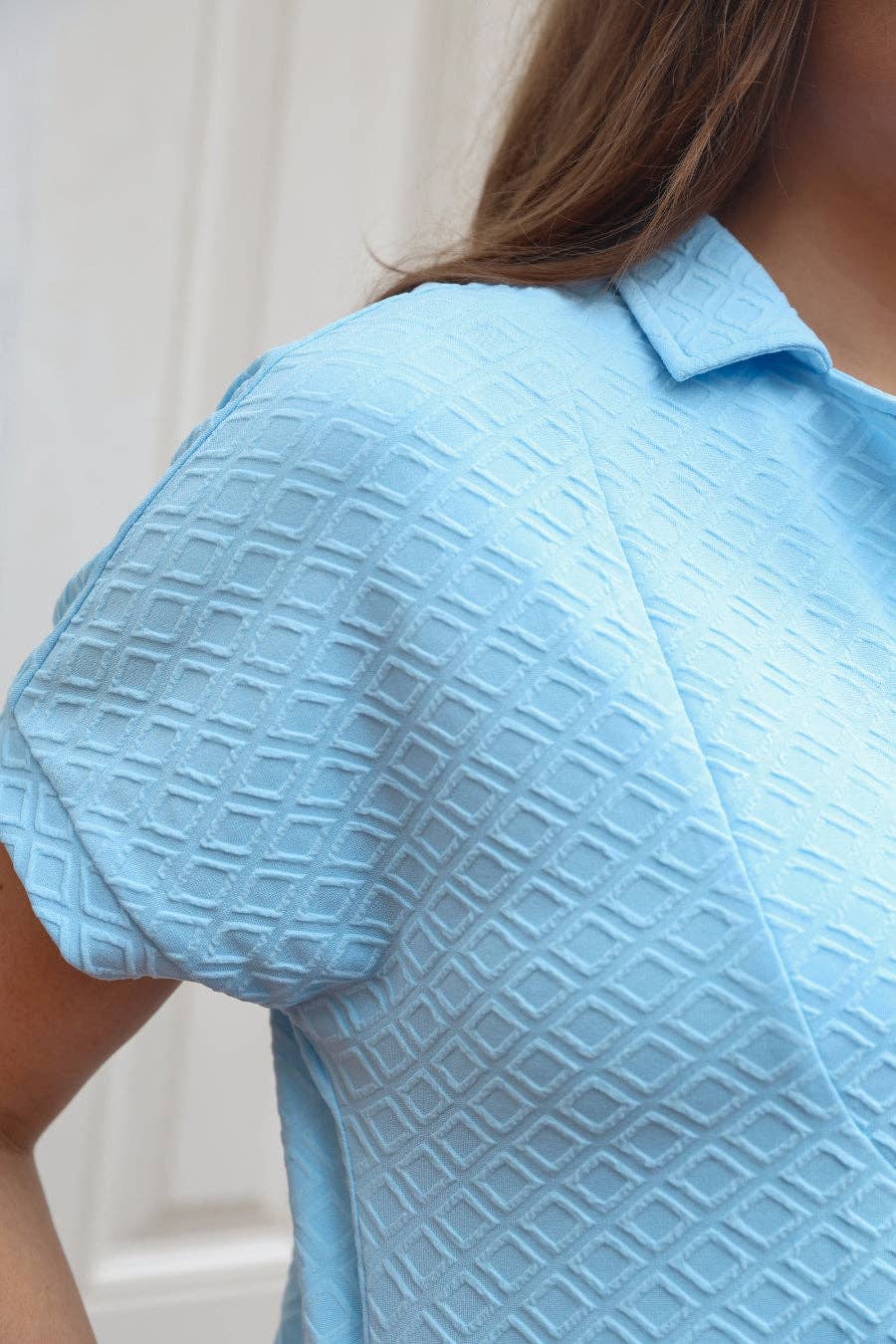 Ezra Textured Zipper Dress - Light Blue - Mercantile213