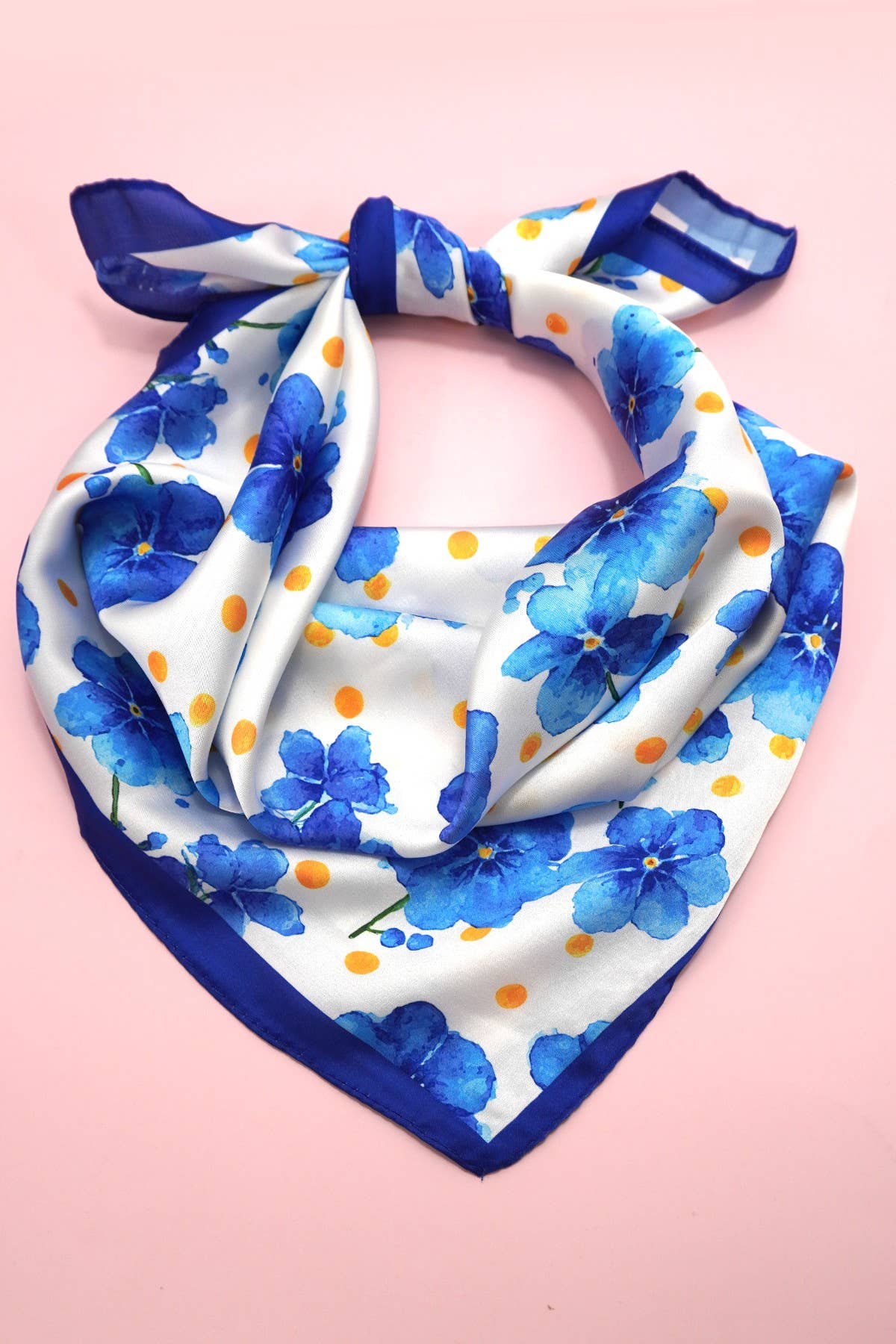 Silk Bandana Scarf- Blue Floral