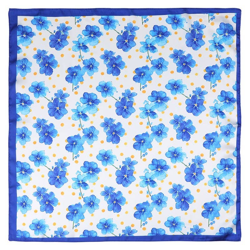 Silk Bandana Scarf- Blue Floral
