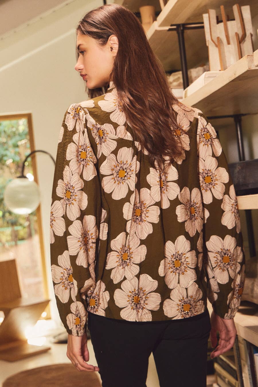 Olive Floral Blouse