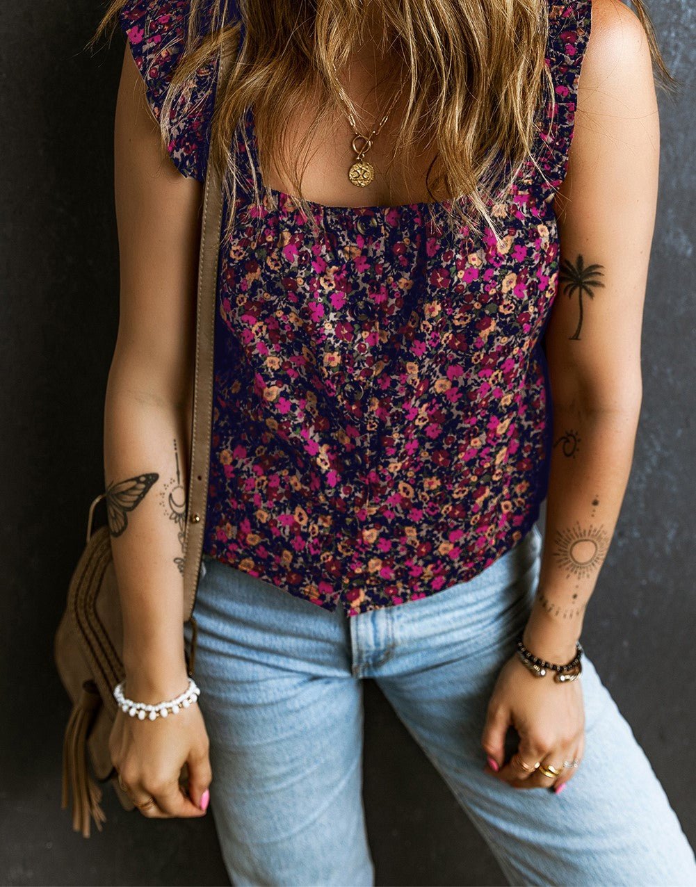 Floral Boho Sleeveless Top - Mercantile213