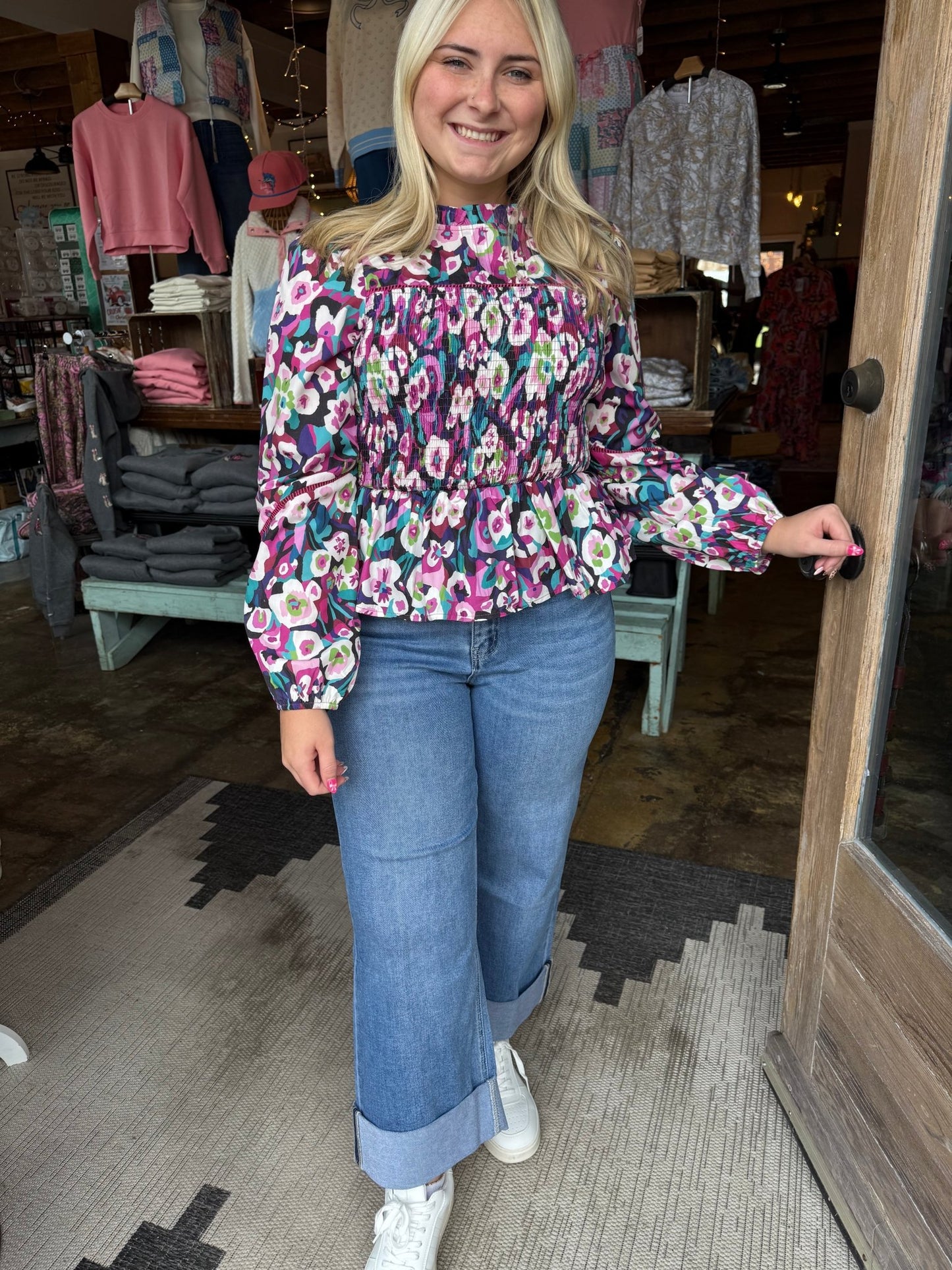 Floral Long Sleeve Top - Mercantile213