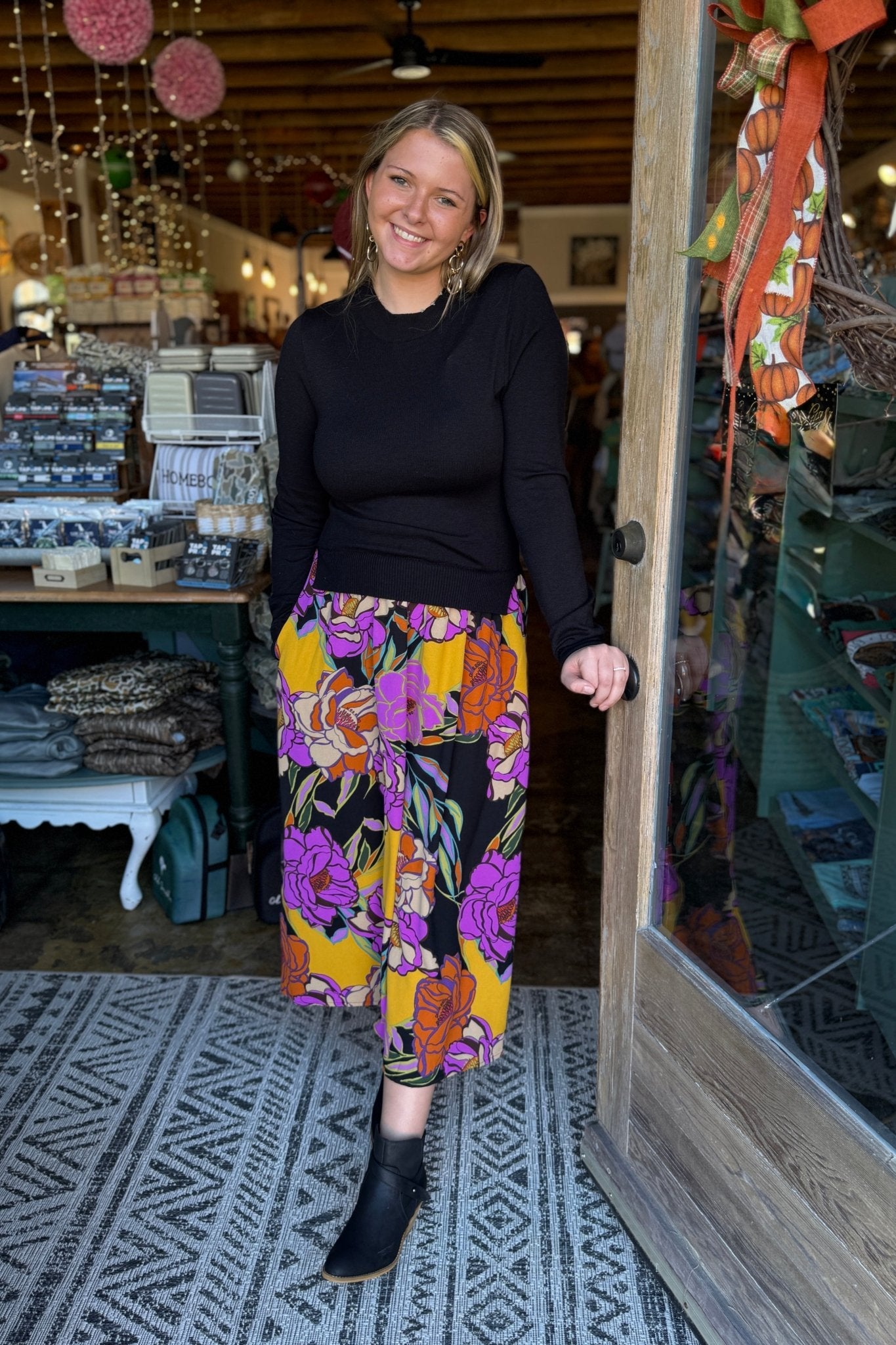 Floral Print Sweater Skirt/Dress - Mercantile213