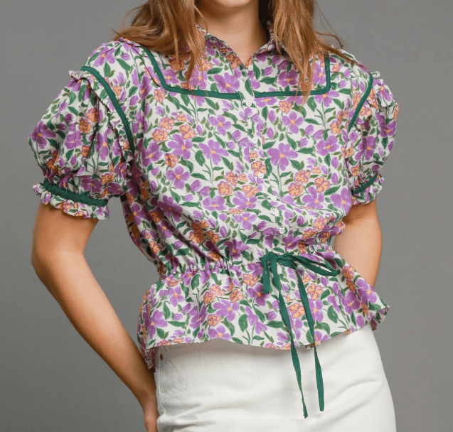 Floral Print Top - Cream Mix - Mercantile213